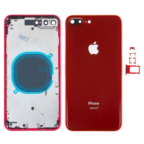 Корпус для iPhone 8 Plus, красный, с держателем SIM карты, с боковыми кнопками