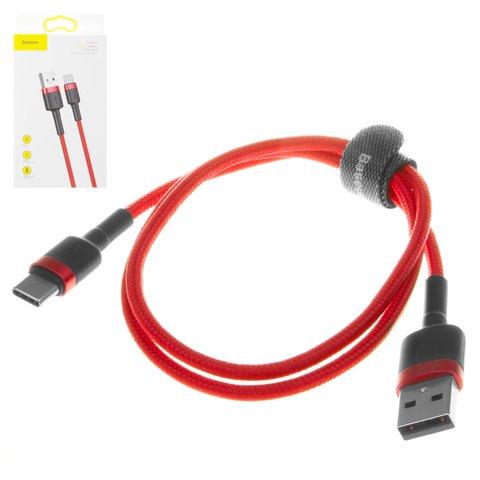 USB кабель Baseus Cafule, USB тип C, USB тип A, 50 см, 3 A, червоний, #CATKLF A09