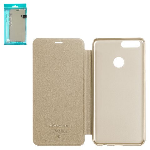 Чехол Nillkin Sparkle laser case для Huawei Honor 7X, золотистый, книжка, пластик, PU кожа, #6902048149823