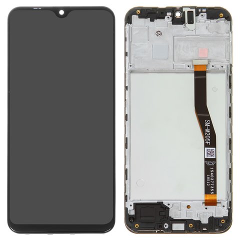 Дисплей для Samsung M205 Galaxy M20, чорний, з рамкою, Original PRC , original glass