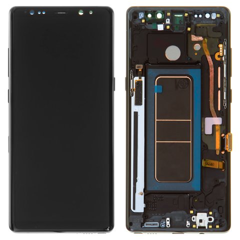 Дисплей для Samsung N950F Galaxy Note 8, черный, с рамкой, Оригинал переклеено стекло , midnight black