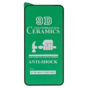 Захисна плівка Ceramics для Apple iPhone 11 Pro Max, iPhone XS Max, чорна, 0,2 мм 9H, сумісне з чохлом, Full Glue, шар клею нанесений по всій поверхні
