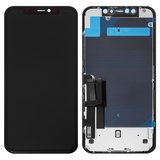 Дисплей для iPhone 11, черный, с рамкой, Copy, с пластиками камеры и датчика приближения, (TFT), YOUDA
