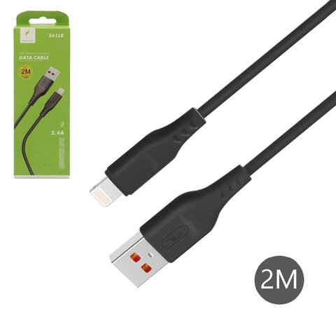 USB кабель SkyDolphin S61LB, USB тип A, Lightning, 200 см, 2,4 А, черный