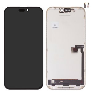 Дисплей для iPhone 16 Pro Max, черный, с рамкой, High Copy, без микросхемы, OLED , GX OEM hard