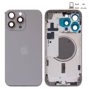 Корпус для iPhone 15 Pro Max, сірий, з тримачем SIM карти, з боковими кнопками, Original PRC , EU Version, natural titanium