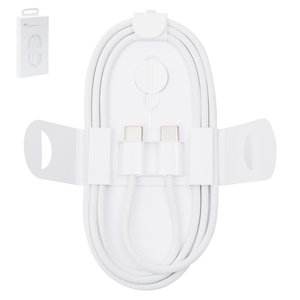 USB кабель, 2xUSB тип C, 100 см, 60 Вт, білий, в нейлоновому обплетенні, box 