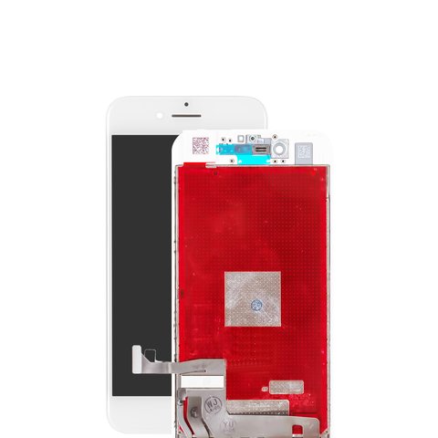 Pantalla LCD puede usarse con iPhone 7, blanco, con marco, vidrio reemplazado
