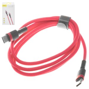 Cable USB Baseus Cafule, 2xUSB tipo C, 100 cm, 60 W, 3 A, rojo, con revestimiento de nylon, #CATKLF G09
