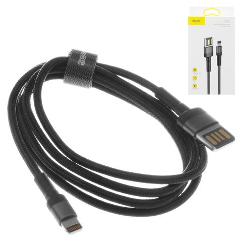 USB кабель Baseus Cafule, USB тип A, Lightning, 100 см, 2,4 А, черный, #CALKLF GG1
