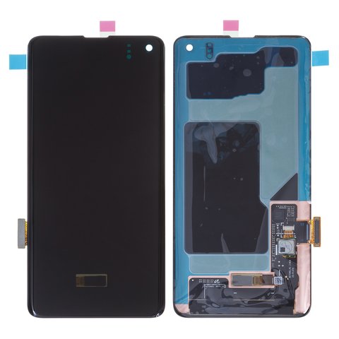 LCD compatible with Samsung G973 Galaxy S10, black, without frame, original change glass 