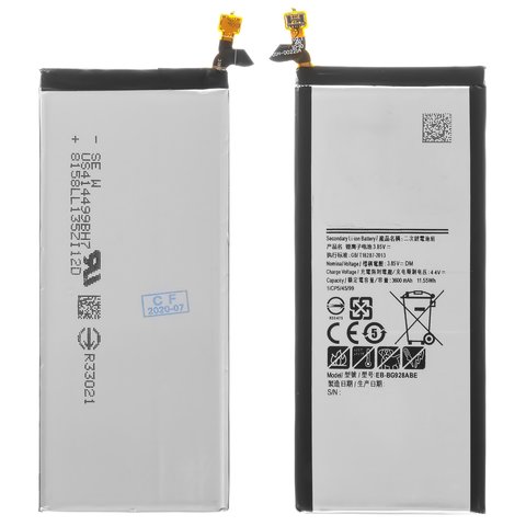 Batería EB BG928ABE puede usarse con Samsung G928 Galaxy S6 EDGE Plus, Li ion, 3.85 V, 3000 mAh, High Copy, sin logotipo