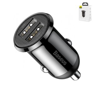 Car Charger Baseus Grain Pro, black, 4.8 A, 2 outputs, 12 24 V  #CCALLP 01