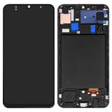 Дисплей для Samsung A305 Galaxy A30, A505 Galaxy A50, A507 Galaxy A50s, черный, с рамкой, High Copy, original LCD size, (OLED)