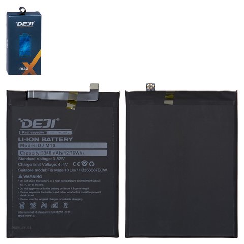 Batería Deji HB356687ECW puede usarse con Huawei Honor 7X, Mate 10 Lite, Nova 2 Plus 2017 , Nova 3i, Nova 4e, P Smart Plus, P30 Lite, Li ion, 3.82 V, 3340 mAh