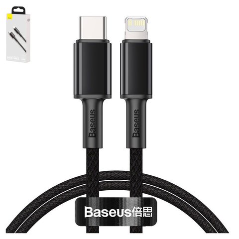 USB Cable Baseus High Density Braided, USB type C, Lightning, 100 cm, 20 W, black  #CATLGD 01