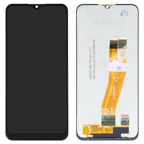 Pantalla LCD puede usarse con Samsung A037G Galaxy A03s, negro, sin marco, Original PRC , con cable plano amarillo, 162x72 mm 
