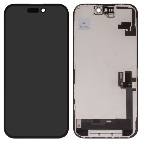 LCD compatible with iPhone 16, black, with frame, HC, without IC, OLED , GX OEM hard 