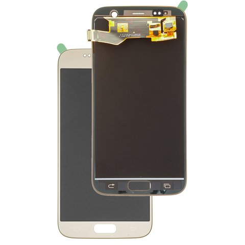 LCD compatible with Samsung G930 Galaxy S7, golden, with light adjustable, Best copy, without frame, Copy, with wide edge, TFT  