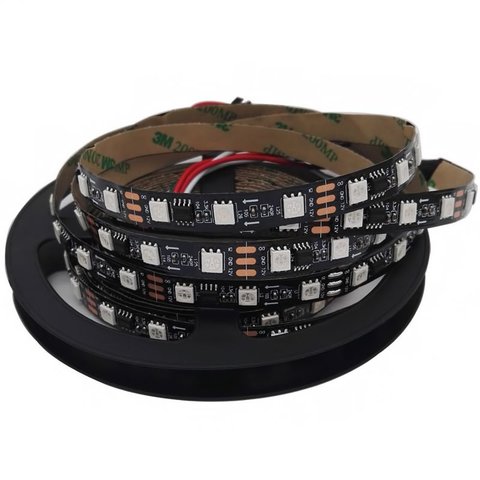 RGB LED Strip SMD5050, WS2811 black, with controls, IP20, 12 V, 60 LEDs m, 5 m 