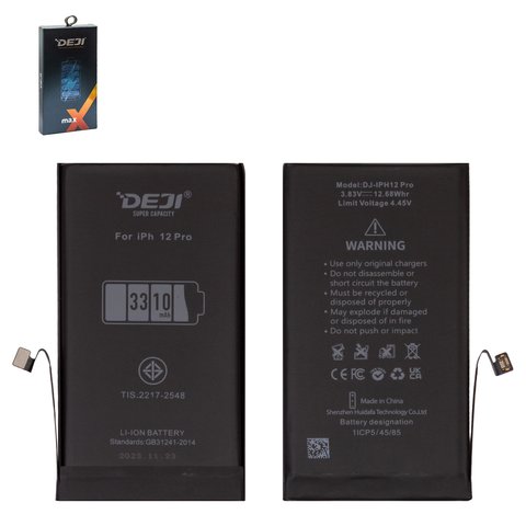 Battery Deji compatible with Apple iPhone 12 Pro, Li ion, 3.82 V, 3310 mAh, High Capacity, original IC