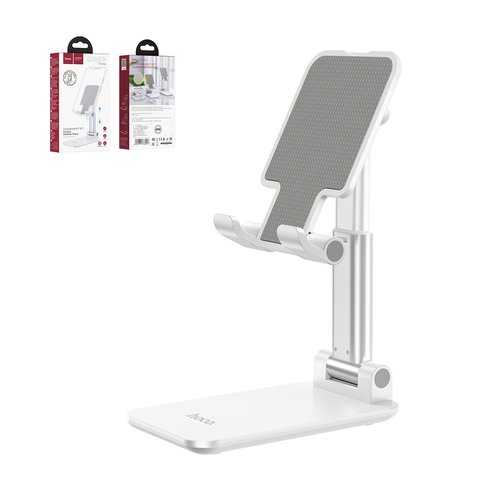 Holder Hoco PH29A, white, sliding, portable, folded, desktop, plastic, metal #6931474733917