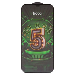 Tempered Glass Screen Protector Hoco G12 compatible with Apple iPhone 12 Pro Max, 5D Full Glue, without package, without wipes , black 