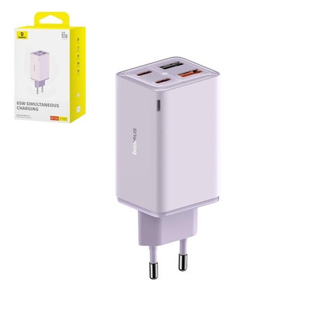 Сетевое зарядное устройство Baseus GaN6 Pro, 65 Вт, Power Delivery PD , Fast Charge, фиолетовый, 4 порта, #P10162701533 00