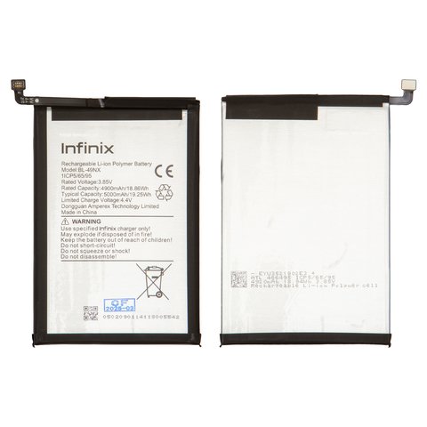 Batería BL 49NX puede usarse con Infinix Hot 30i X669 , Hot 40i X6528B , Smart 7 X6515 , Smart 8 X6525 , Li Polymer, 3.85 V, Original PRC 