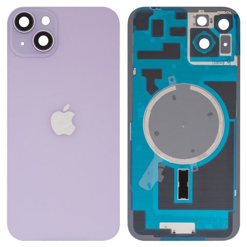 Panel trasero de carcasa puede usarse con iPhone 14 Plus, morada, con vidrio de cámara, HC, purple