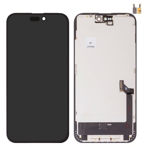 Pantalla LCD puede usarse con iPhone 15 Plus, negro, con marco, HC, sin microchip, AMOLED , GX OEM soft