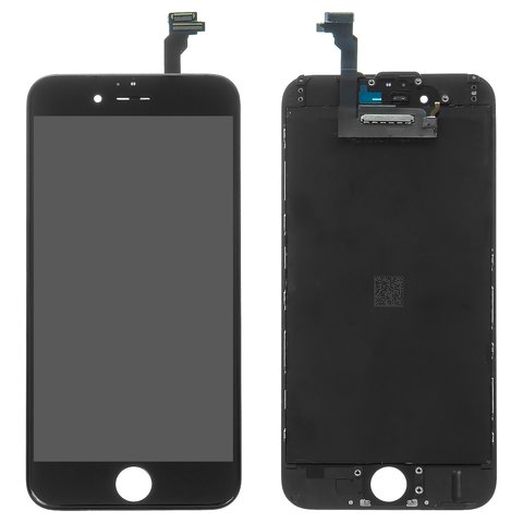 Дисплей для iPhone 6, черный, с рамкой, переклеено стекло