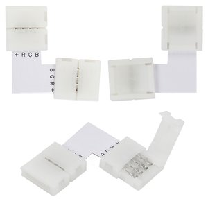 Кутовий 4 контактний конектор для з'єднання RGB світлодіодних стрічок SMD5050