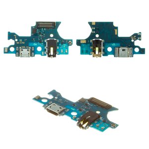 Шлейф для Samsung A750 Galaxy A7 2018 , конектора навушників, конектора зарядки, з мікрофоном, High Copy, плата зарядки