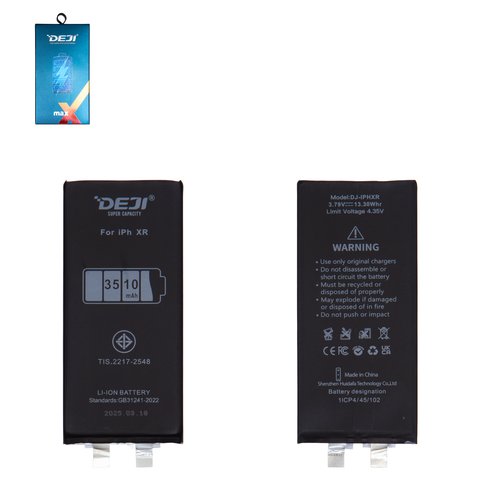 Акумулятор Deji для Apple iPhone XR, Li ion, 3,79 В, 3510 мАг, без контролера, збільшена ємність