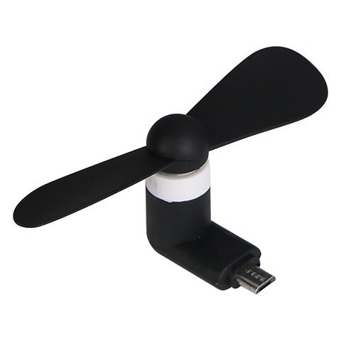 Вентилятор Mini, черный, мобильный, micro USB тип B