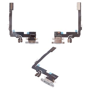 Шлейф для iPhone 16 Pro, коннектора зарядки, белый, с микрофоном, HC, white titanium