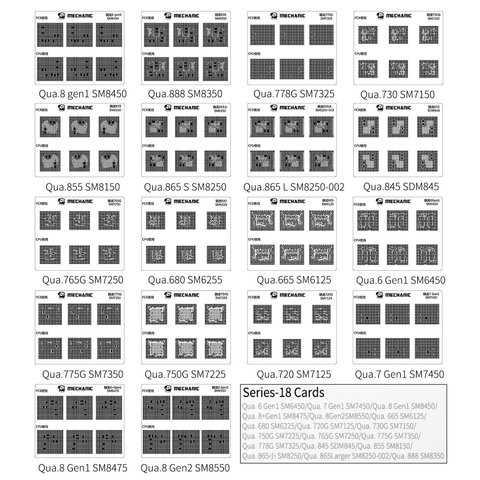 BGA трафарет Mechanic COM80 18, для ремонту відпаяних контактів