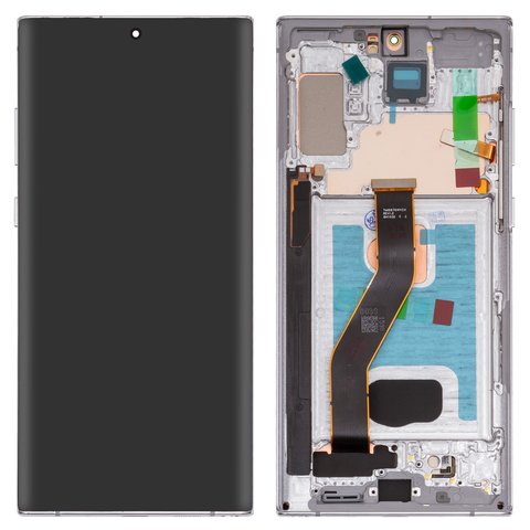 Дисплей для Samsung N975F Galaxy Note 10 Plus, сріблястий, з рамкою, High Copy, OLED 