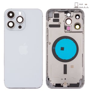 Корпус для iPhone 14 Pro Max, серебристый, с держателем SIM карты, с боковыми кнопками, Original PRC , EU Version, silver