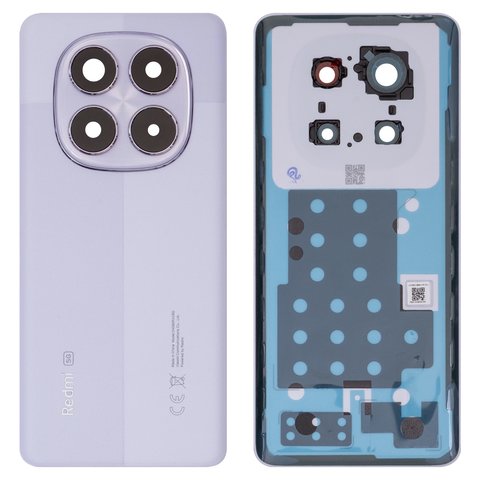 Задня панель корпуса для Xiaomi Redmi Note 14 Pro 5G, фіолетова, із склом камери, lavender purple
