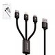 USB кабель Proove Triple Connection, USB тип-C, USB тип-A, micro-USB тип-B, Lightning, 130 см, 2 A, черный, в нейлоновой оплетке, 3 в 1, #CCTC15001501
