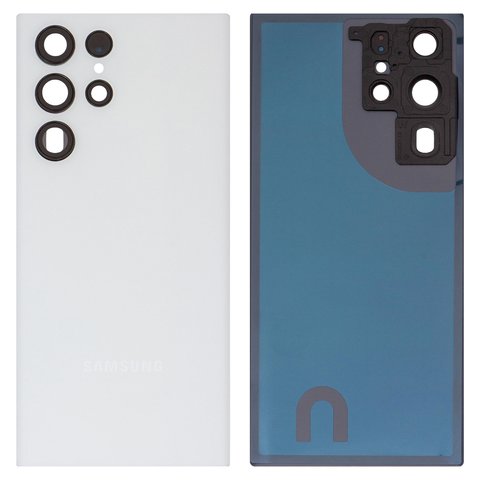 Задня панель корпуса для Samsung S908B Galaxy S22 Ultra 5G, біла, із склом камери